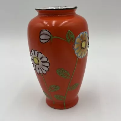 Vintage Orange Daisy Floral Hand Painted Bud Vase Made In Japan 5” Tall • $15