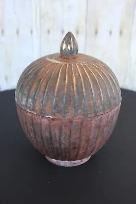 Vintage/Antique Copper Ribbed Container Jar Canister With Finial Ribbed Lid • $48