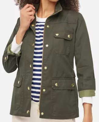 New J.crew Mossy Brown Downtown Resin Coated Twill Field Utility Jacket Al223 Xs • $49.99