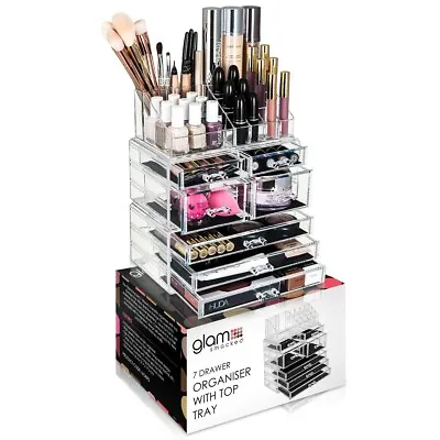 Large Dressing Table 7 Drawer Makeup Cosmetic Organiser Box Tidy Storage Case UK • £22.94