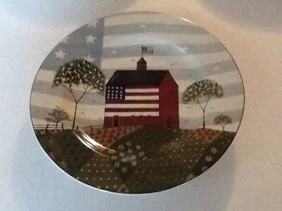 Sakura AMERICA THE BEAUTIFUL Salad Plates Warren  Kimble 1999 Barn  X 2 • $17.99