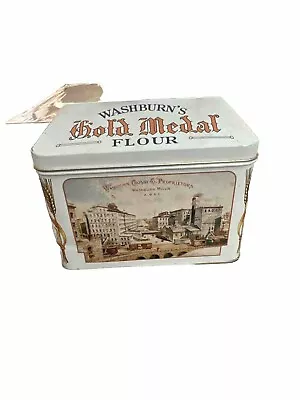 Vtg  Washburn's Gold Medal Flour Tin Recipe Box W/ Recipe Cards  Kitchen Decor • $25