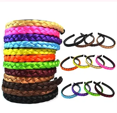 Women Braided Synthetic Hair Black Brown Blonde Plaited Head Alice Band Hairband • £2.99