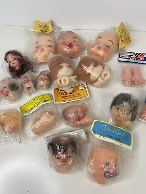 Vintage Doll Heads Crafting Faces Hands Wang Westrim Clowns Hobo Large Lot 18 • £37.96