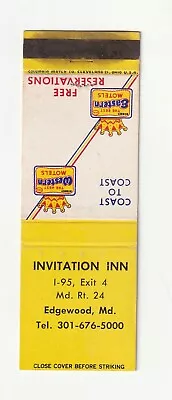 Matchbook Cover - Invitation Inn - Best Western - Edgewood Maryland • $2.99