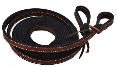 Showman 8' Dark Brown Leather Split Reins W/ Leather Tie Bit Loops • $25.95