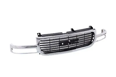 Chrome Grille W/Black Insert Trim Fit 00-06 GMC Yukon XL 99-02 Sierra 1500 2500 • $144.42