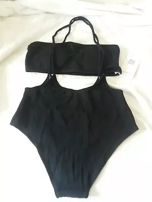 Women’s Bikini Set Size M/8-10 Zaful Black Workout Style Strappy Front -New Tags • £13