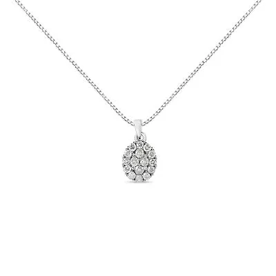 1 1/2 Carat Diamond Oval Cluster Pendant Necklace In 925 Sterling Silver • $412