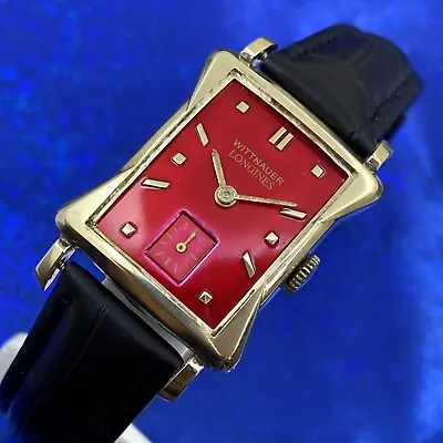 Vintage 1950s Mans WITTNAUER LONGINES Stunning Red Dial Fully Serviced &WARRANTY • $345