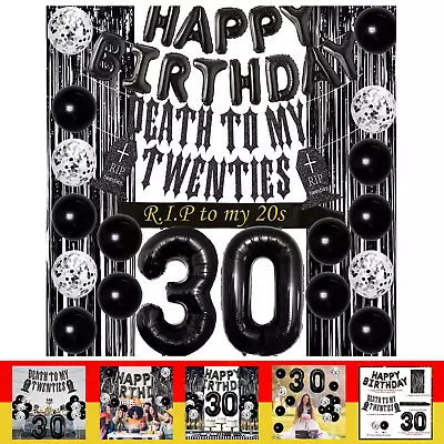 30Th Birthday Decor For Him Her Black Death My Twenties Banner Rip My 20S Sash • £17.99