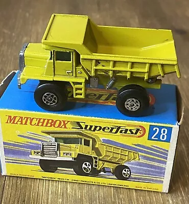 Matchbox 🏁 Superfast 🏁 Diecast Box #28 🚨 Yellow Mack Dump Truck 🚨 Vtg Og Box • $14.99