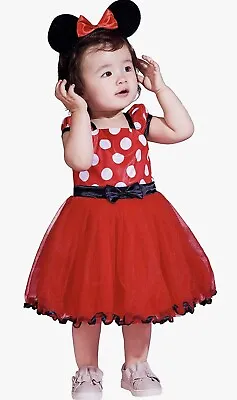 £9.99 • Buy Ikali Baby Girls Disney’s Minnie Mouse Fancy Dress Costume & Headband 6-12 Mths
