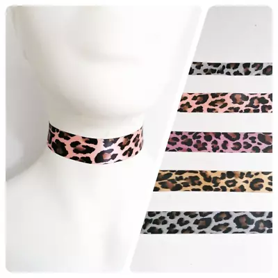 Leopard Print Vintage 70s Collar Punk Chic Party Holiday Choker Necklace Gift UK • £2.59