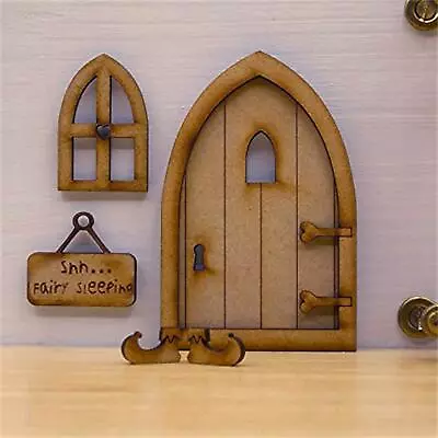 Garden DIY Wooden Fairy Door Kit Hanging Sign Birthday Gift Decoration • £4.28