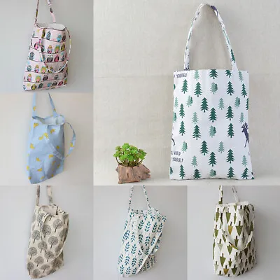 Women Floral Cotton Linen Handbag Tote Fold Shopping Bag Shoulder Bag Reusable • $5.05