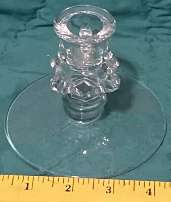 Vintage Clear Glass Candle Stick Holder Ornate Etched Cattails • $12