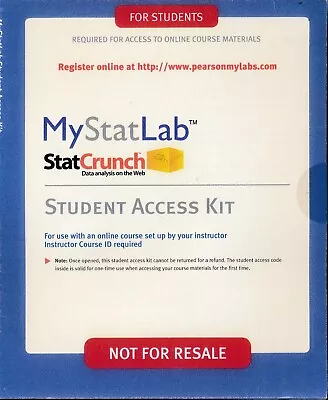 NEW MyLab Statistics MyStatLab StatCrunch - Valuepack Student Access Code Card • $17.95