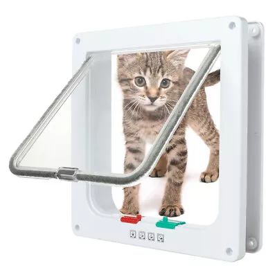 4 Way Pet Cat Puppy Dog Magnetic Lock Lockable Safe Flap Door Gate Frame M L XL • $16.44