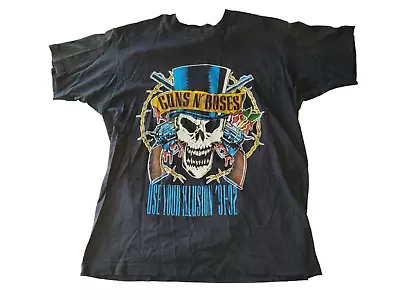 Vintage Guns N Roses Concert T-shirt Skull Black Size XL SS Single Stitch D-side • $699.95