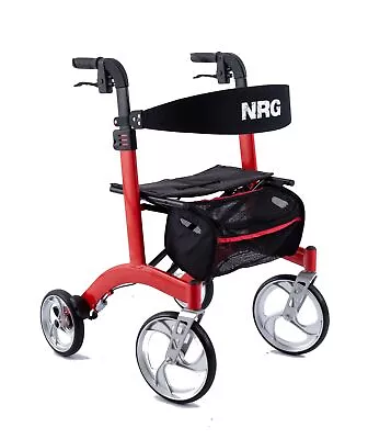 Lightweight 4 Wheel Rollator Walking Frame Mobility Aid Bag Basket Seat Backrest • £179