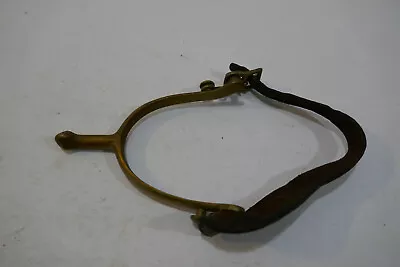 Single Vintage Brass US Military  Riding Spur With Leather Straps Buckles Brass • $17.95