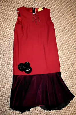 1920s Berry Red & Black Cabaret Flapper Style Dress For Costume • $32
