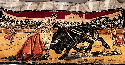 Vintage Spanish Tapestry Matador Iconic Bull Fighter 1930-1950  Wall Hanging • $37.90