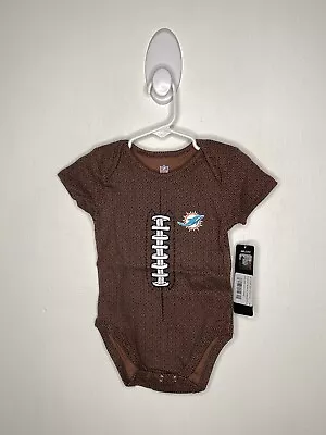 NFL Miami Dolphins One Piece Bodysuit Baby Size 18 Months Brown Football • $9.99