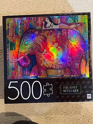 Elephant Puzzle MB Foil Effect 500pc Piece Multicolor 18x24” • $12