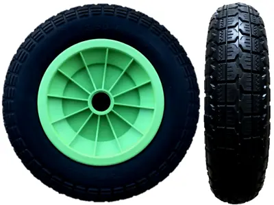 3.50/4.00-8 Lime Green 14  Puncture Proof Launching Trolley Wheel 35mm Bore • £15.95