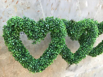 1 Or 2 Hanging Topiary Wreath Artificial Garden Heart Boxwood Decoration Wreaths • £9.95