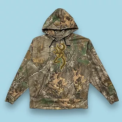 Browning RealTree Camouflage Hoodie Sweatshirt Mens Large Deer Outdoor Hunting • $26.99