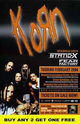 KORN 2004  Australian  Laminated  Tour Poster • $15.95