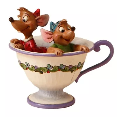 Jim Shore DISNEY TRADITIONS TEA FOR TWO Jaq And Gus In Teacup Figurine 4016557 • $96.50