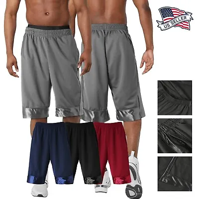 Mens Heavyweight Mesh Breathable Durable Zipper Pocket Basketball Gym Shorts • $25.99