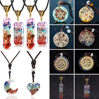 7 Chakra Reiki Healing Yoga Natural Stone Pendant Necklace Unisex Jewellery Hot • £2.89