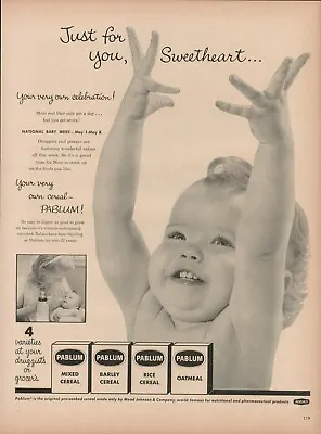 1954 Pablum Baby Food Cereal Vintage Print Ad Barley Rice Oatmeal Mixed Feed USA • $9.93