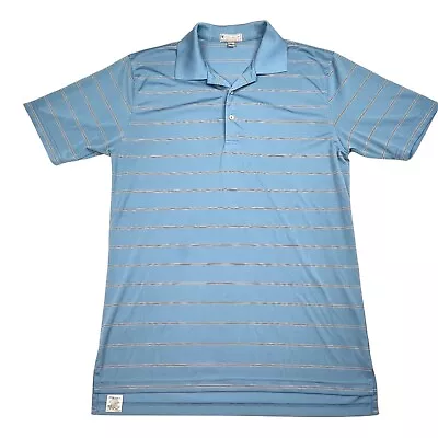 Peter Millar Summer Comfort Shirt Mens Large Blue Polo Short Sleeve Stripes Golf • $10.39