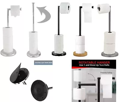 £11.81 • Buy Toilet Roll Holder Stand Swivel Extra Tissue Rolls Storage Folding Free Standing