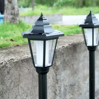 LED Garden Lights Lamp Post Solar Powered Lantern Patio Pathway Walkway Outdoor • £8.79