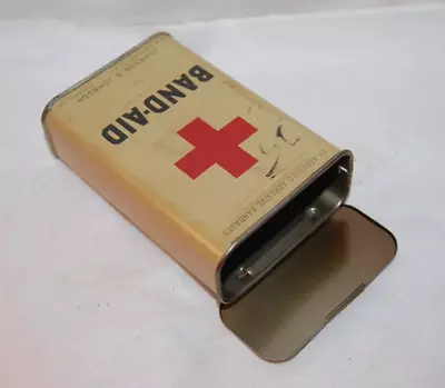 Vintage Band Aid Tin Johnson & Johnson Waterproof Red Cross New Brunswick • $29.99