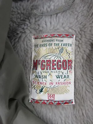 Vtg 50s 60s McGregor Wash N Wear Coat Fleece Pile Lined Sz 44 Mod Talon Zipper • $33.86