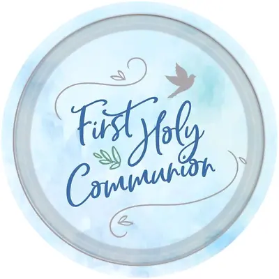 8 FIRST HOLY COMMUNION PLATES - BLUE TABLEWARE Religious Party Celebration BOY • £4.99