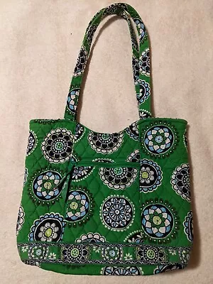 Vera Bradley Green Cupcake Purse Green blue White Flower • $19.99