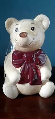  Vintage Metlox Teddy Bear Cookie Jar-Super Cute Red Bow Tie • $35