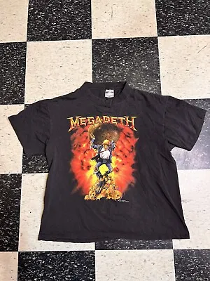 Vintage Megadeth Oxidation Of The Nations World Tour 1991 T Shirt Sz XL 🇺🇸 • $199.99