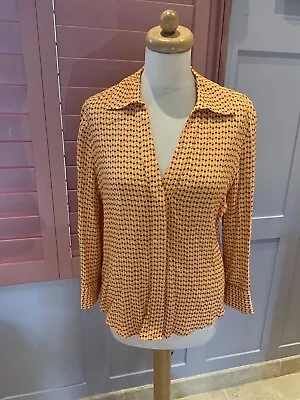 ZARA ORANGE 70’s Vibe Print Shirt Med Uk8-10 • $9.33