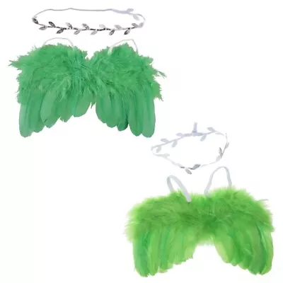 Leaves Headband Baby Photoshoot 0-6 Infant Angel Wing Baby-Prop Decor • £3.61