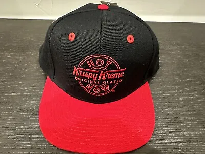 Krispy Kreme Flat Bill Cap Hat Red Black Donut Doughnut NWT • $23.85